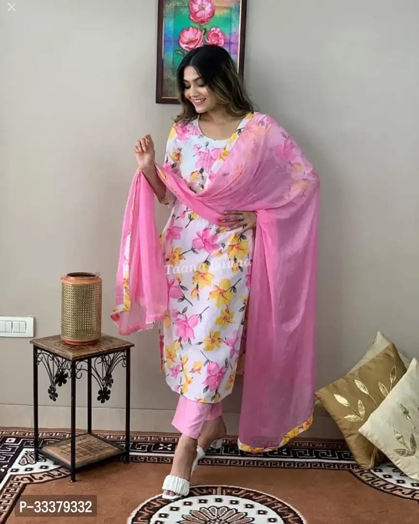 NEW LADIES 3 PIECE READYMADE SUIT KURTI PANT DUPATTA
