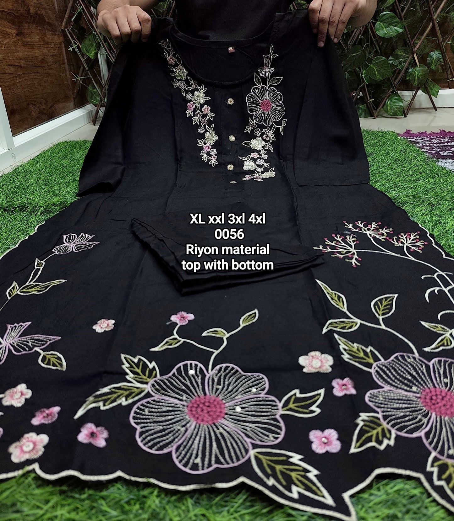 Heavy reyon material  Embroidery work  With Top & Pent