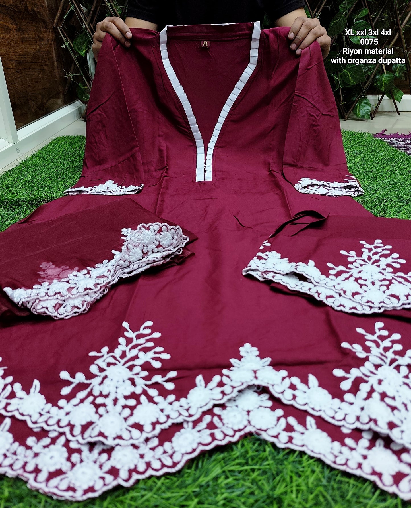 Heavy reyon material  Embroidery work  With Top & Pent