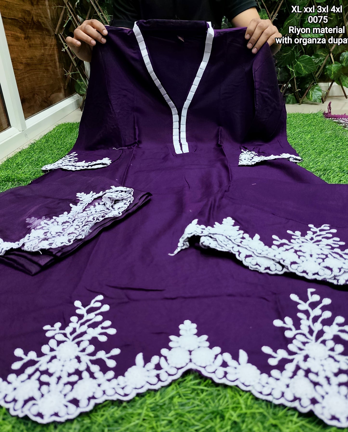 Heavy reyon material  Embroidery work  With Top & Pent