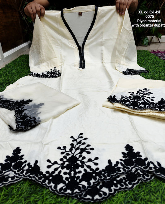 Heavy reyon material  Embroidery work  With Top & Pent