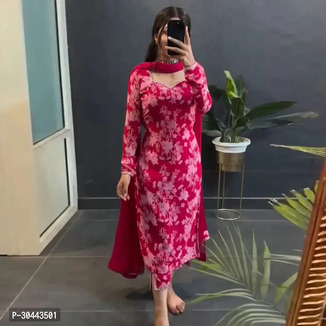 NEW LADIES 3 PIECE READYMADE SUIT KURTI PANT DUPATTA