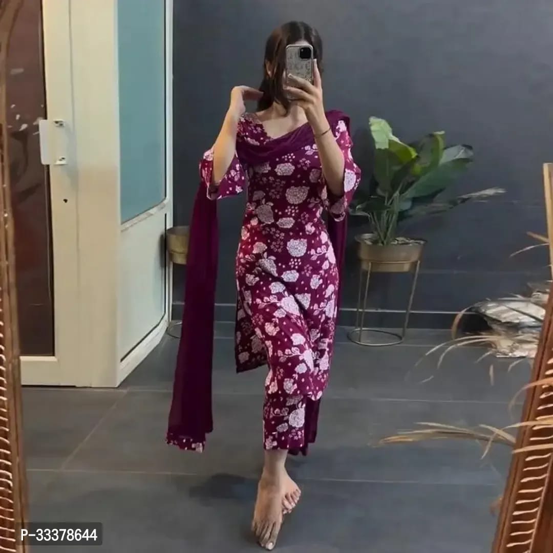 NEW LADIES 3 PIECE READYMADE SUIT KURTI PANT DUPATTA