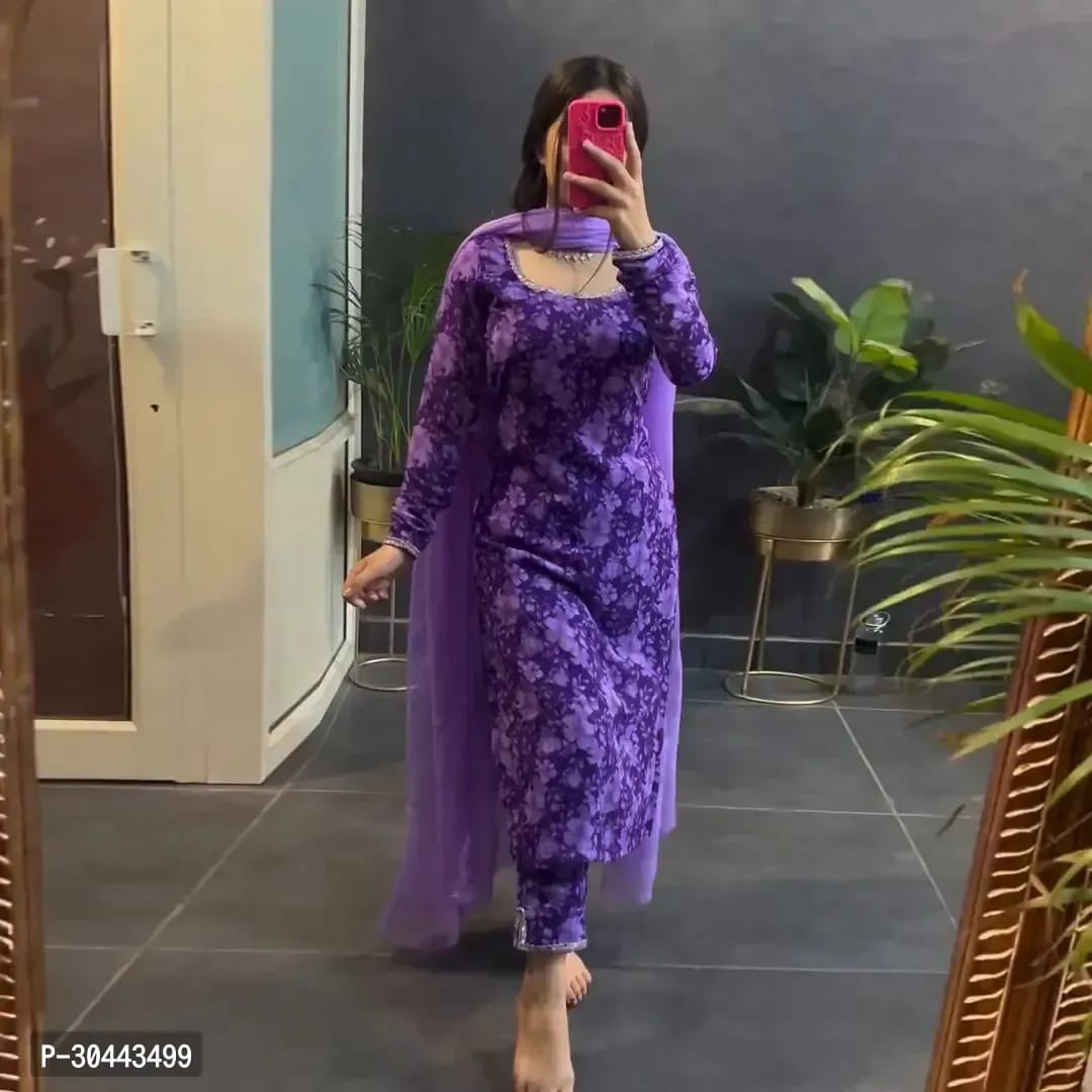 NEW LADIES 3 PIECE READYMADE SUIT KURTI PANT DUPATTA