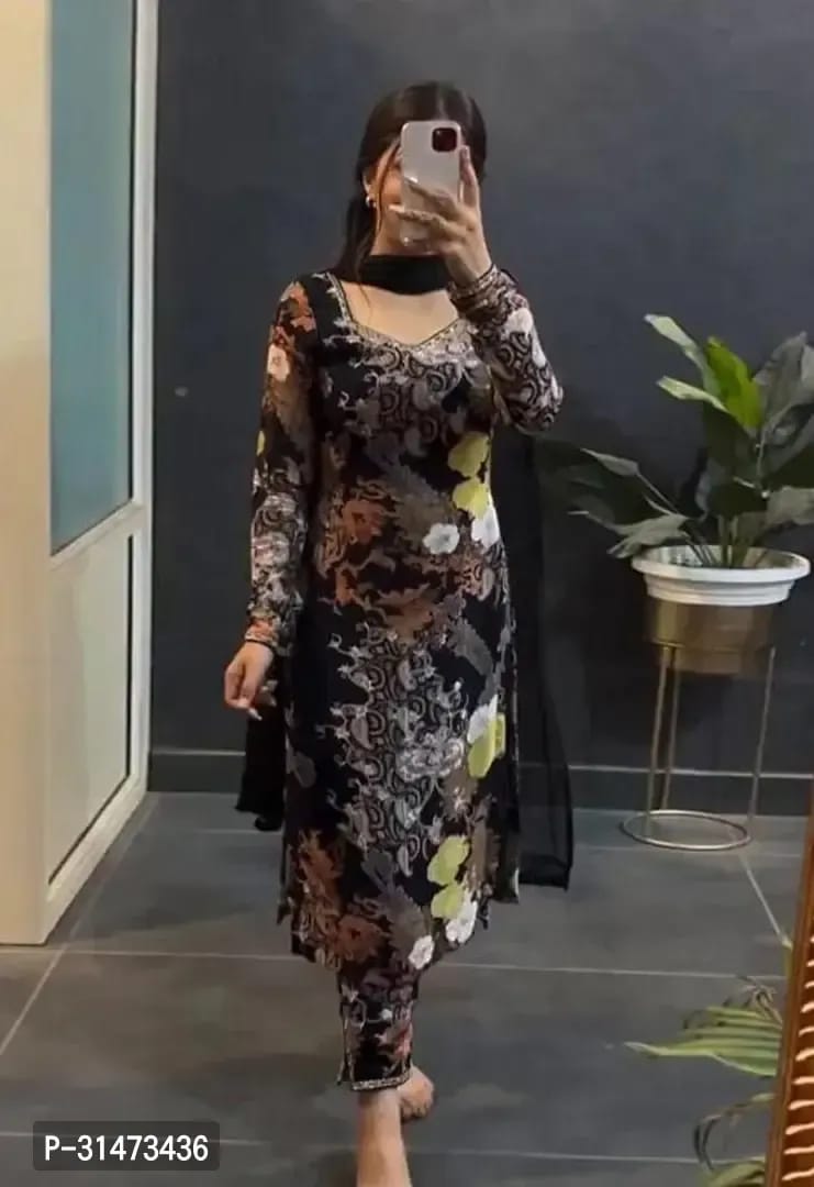 NEW LADIES 3 PIECE READYMADE SUIT KURTI PANT DUPATTA