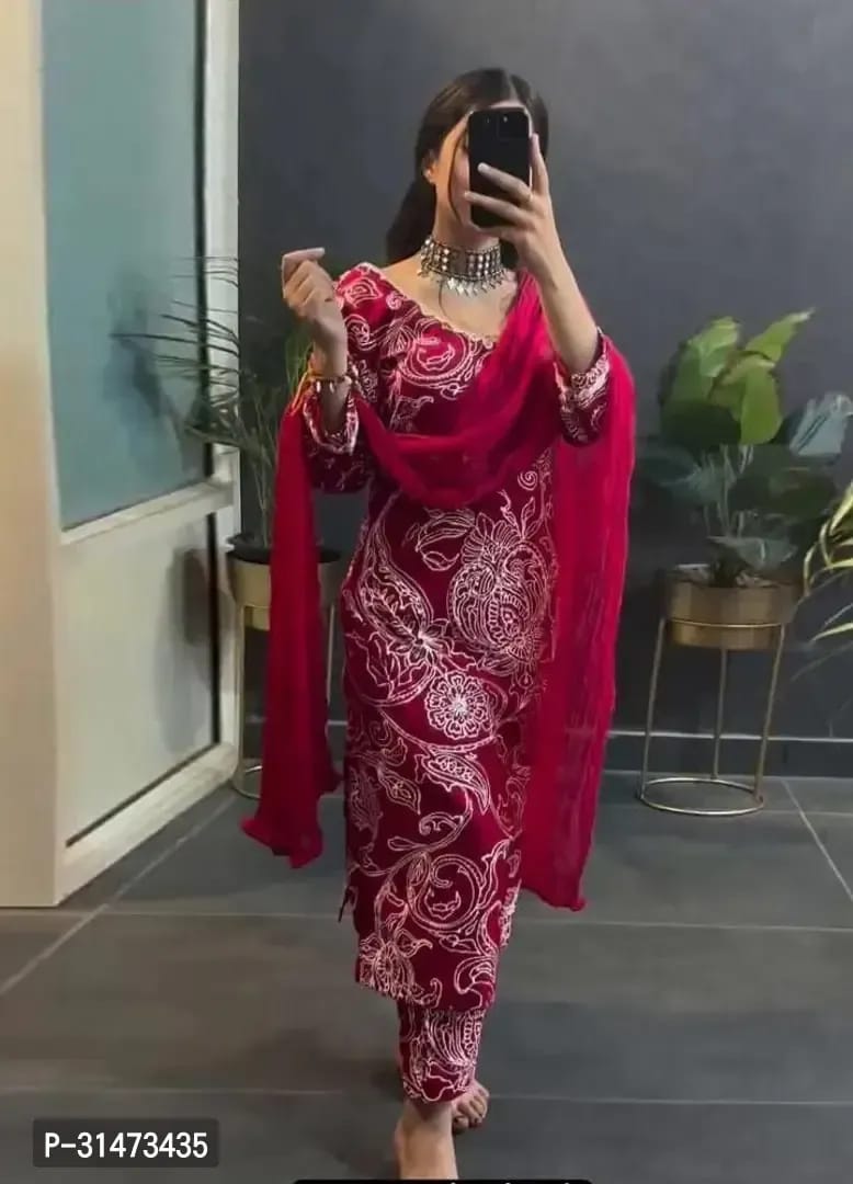 NEW LADIES 3 PIECE READYMADE SUIT KURTI PANT DUPATTA