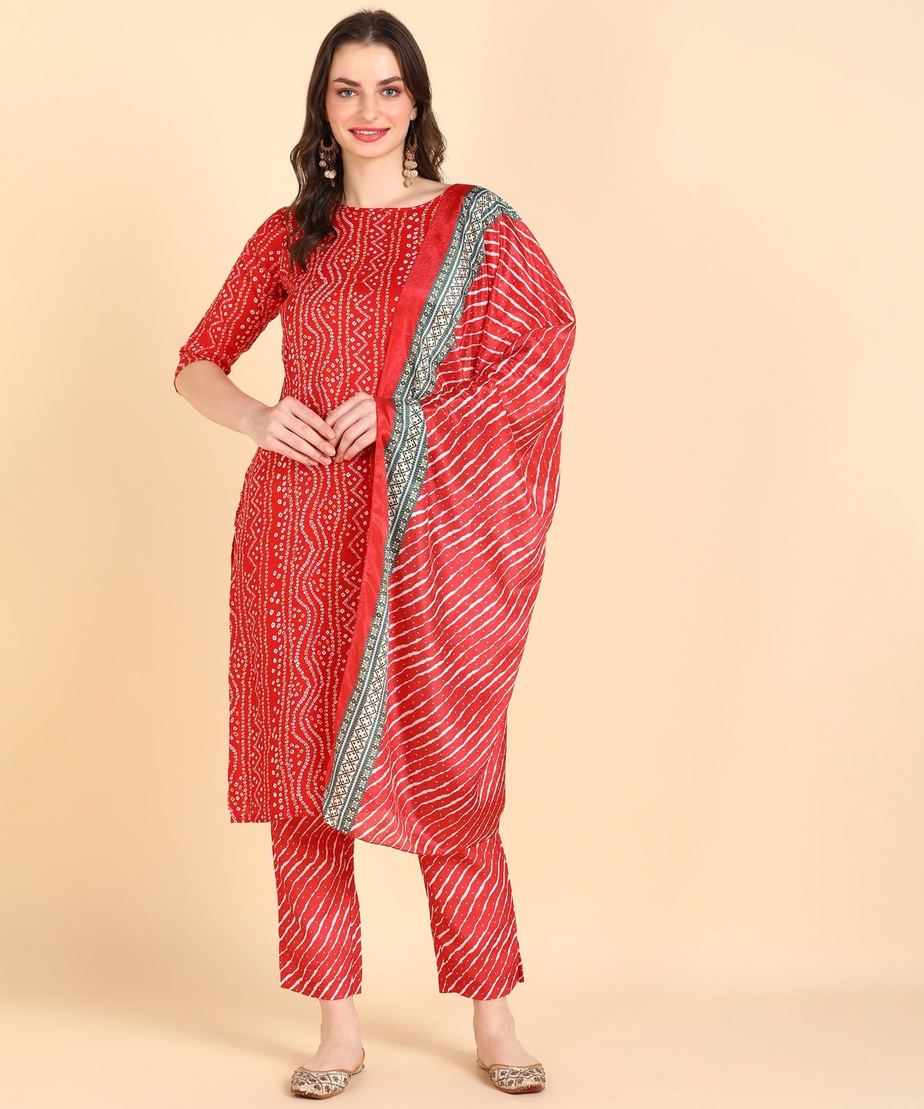 Magic Cotton 3-Piece Kurti Set for Women | White Mill Printed Kurti, Pant & Dupatta | Available in 5 Sizes & 15 Colours