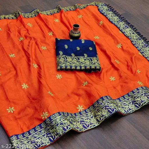 Kumari Fabric Women's Saree Set – White Work | Cat 5.5 with Blouse | 4 Elegant Colors